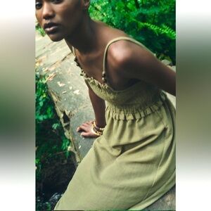 New ZARA Smocked Midi Dress